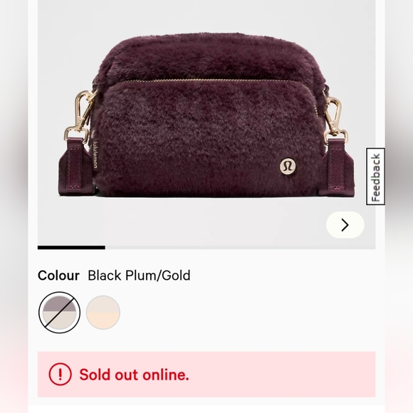 lululemon athletica Handbags - NWT Lululemon Dark Plum Soft Plush Faux Fur W/ Flashy Gold Hardware Camera Bag